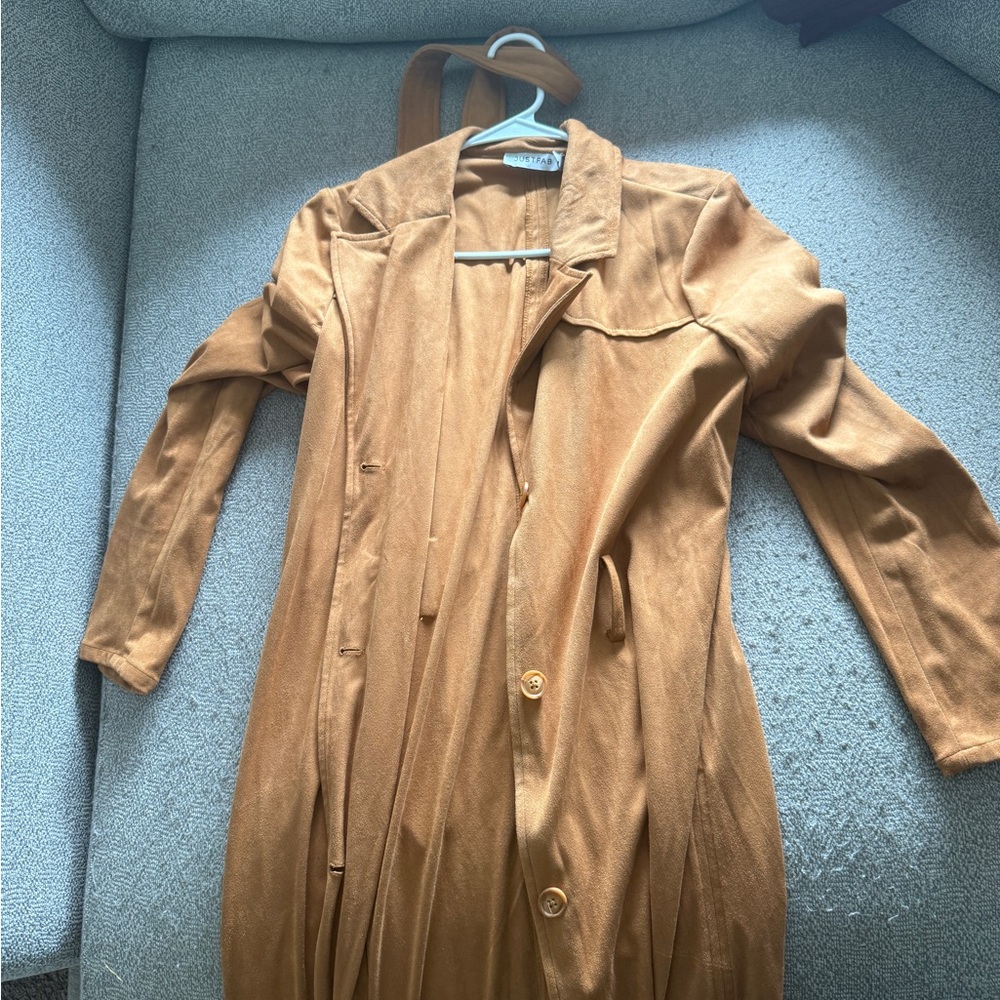 JustFab Tan Trench Coat Lightweight Classic Design